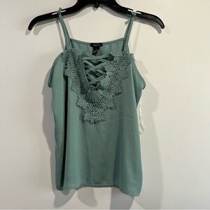 Y2K Rue21 Sage Green Lace-Up V-Neck Cami camisole size small